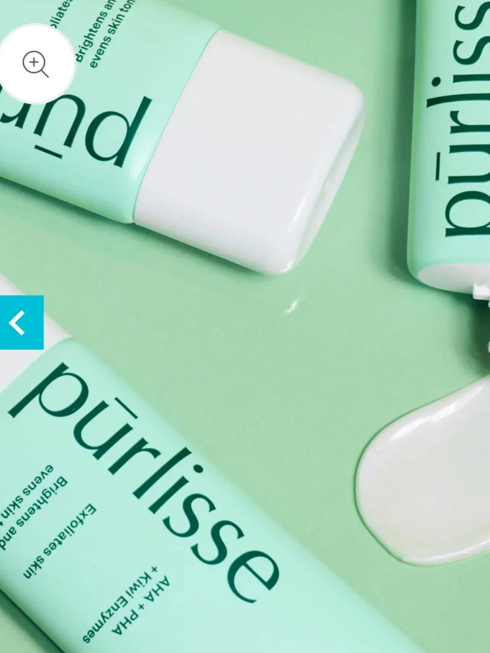 purlisse Mint Green Exfoliating Facial Mask - AHA + PHA Brightening